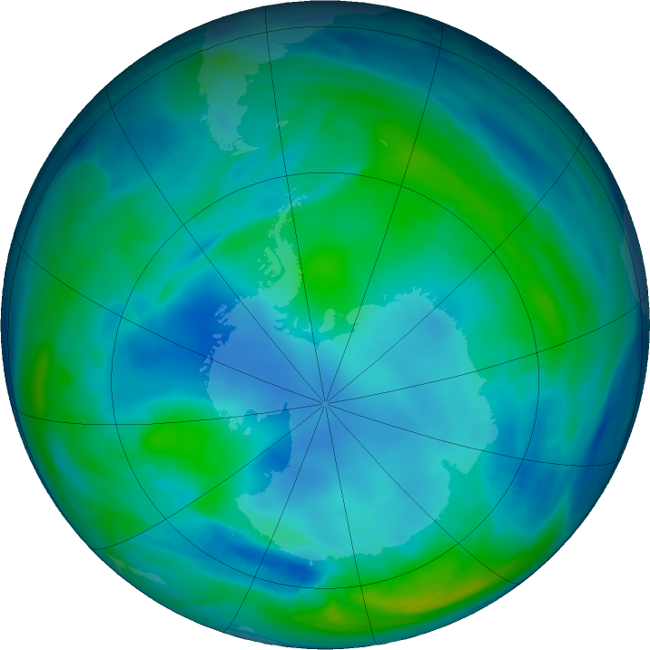 Antarctic ozone map for 21 May 2019
